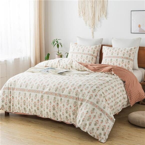 Queen Duvet Cover Set - Breathable 100% Cotton Floral 3pcs Wildflower - Picture 2 of 8